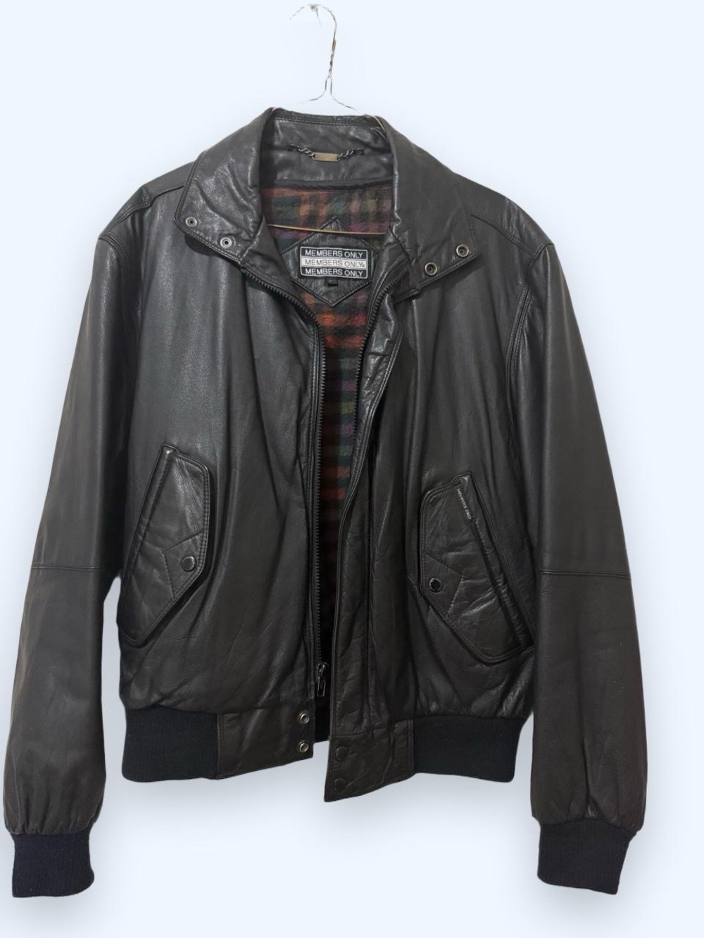 Vintage 80s Members Only Black Leather Bomber Jacket Made in Korea Size 40 M